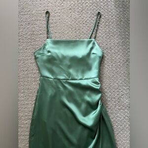 NWT Zara Satin Spaghetti Strap Dress Green XS